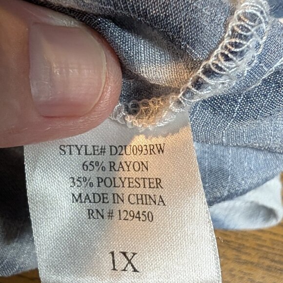 Fred David Top Tie-Dye Cold Shoulder Tunic Gray White Tie-Dye Ring Detail SZ 1X - Picture 8 of 10